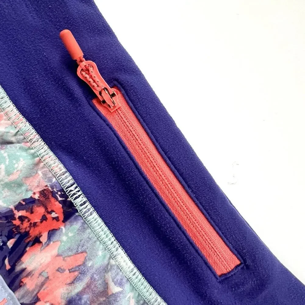 Ivivva By Lululemon Blue Purple Coral Floral Print Speedy Workout Short Girl 12